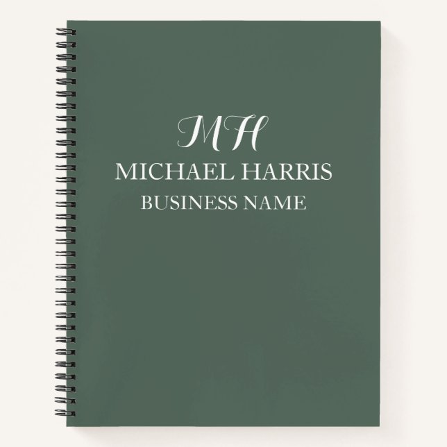 Cuaderno Profesional de Verde Salvia con Monograma (Anverso)