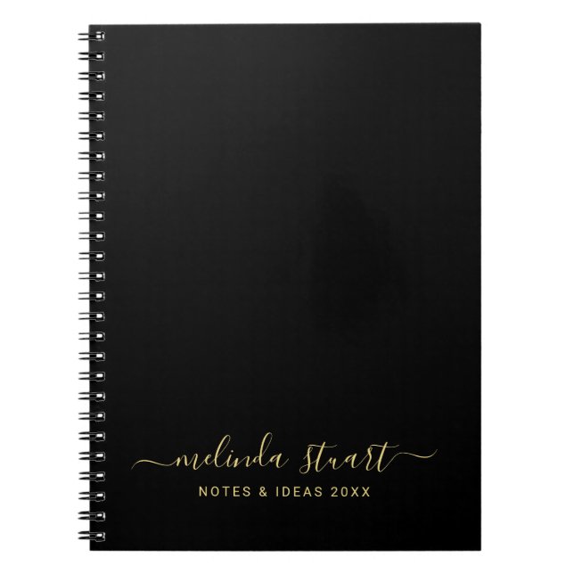 Cuaderno Profesional Escritura Moderna Negro y Oro (Frente)