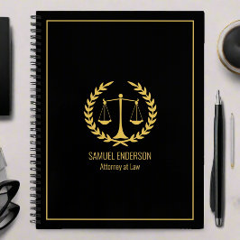 Cuaderno Profesional Legal Services Abogado Negro y Oro