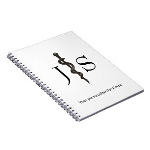 Cuaderno Profesional Médico Simple Asclepio Blanco Negro