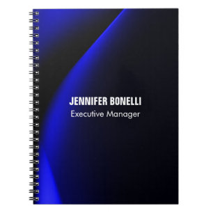 Cuaderno Profesional minimalista moderno azul añade tu nomb