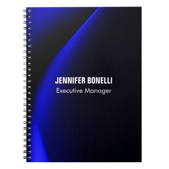 Cuaderno Profesional minimalista moderno azul añade tu nomb (Frente)