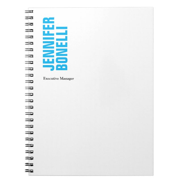 Cuaderno Profesional minimalista moderno azul blanco audaz (Frente)