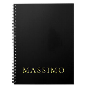 Cuaderno Profesional Minimalista Nombre Dorado y Negro