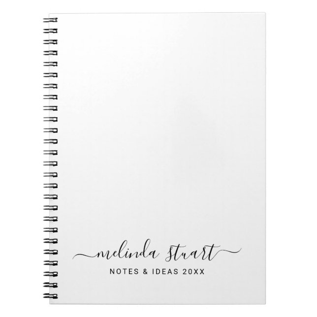 Cuaderno Profesional Moderno Script Negro y Blanco (Frente)