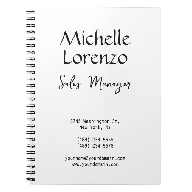 Cuaderno Profesional Moderno Simple Blanco y Negro (Frente)