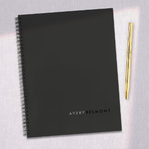 Cuaderno Profesional Moderno Simple Negro Minimalista