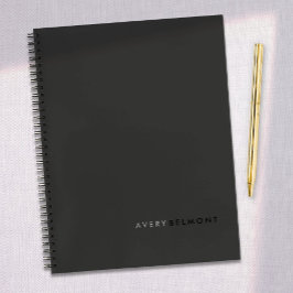 Cuaderno Profesional Moderno Simple Negro Minimalista