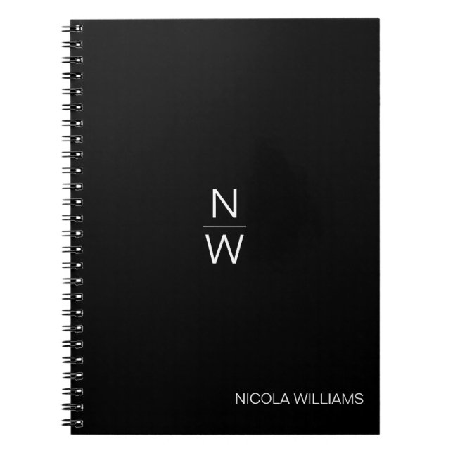 Cuaderno Profesional Negro Minimalista Simple Moderno (Frente)