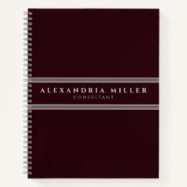 Cuaderno Profesional Simple Moderno Borgoña y Gris Stripe