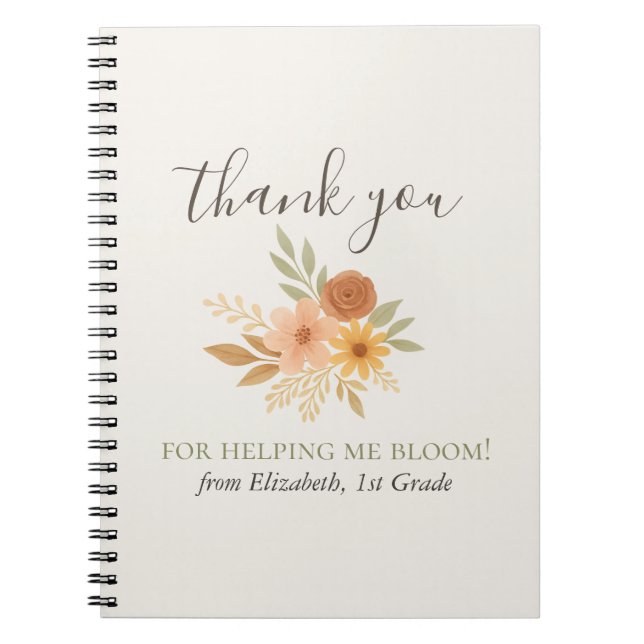 Cuaderno Profesor de acuarela floral Boho Gracias (Frente)