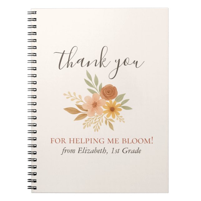 Cuaderno Profesor de acuarela floral Boho Gracias (Frente)