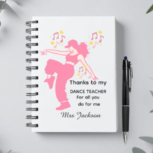 Cuaderno Profesor de baile personalizado, agradecimiento al