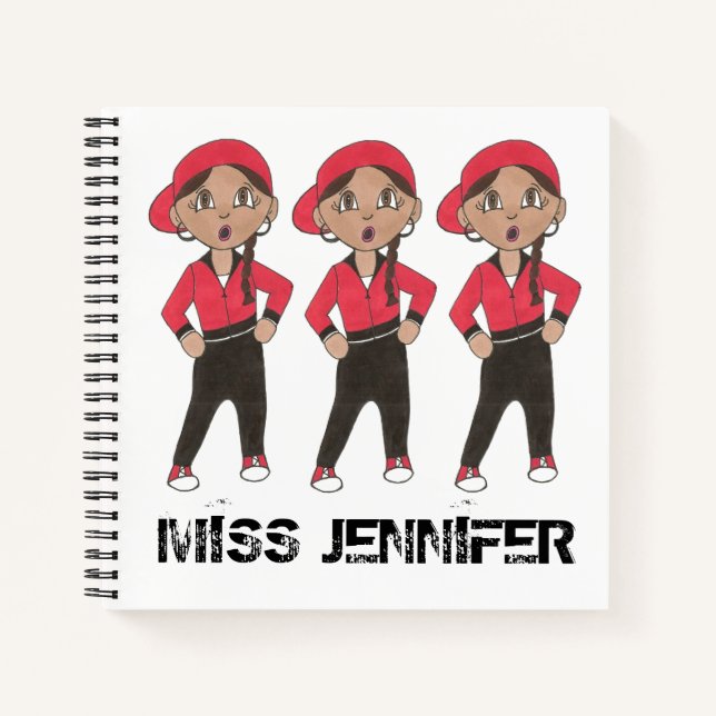Cuaderno Profesor de danza personalizado Hip Hop Chica Reci (Anverso)
