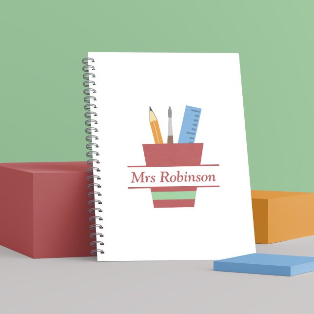 Cuaderno Profesor de Monograma de Lápiz Gracias Regalo (Pencil Holder Monogram Teacher Thank You Gift Notebook)