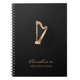 Cuaderno Profesor de Música Harp Gold Black Elegant Script
