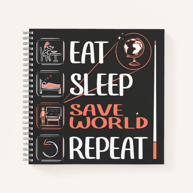 Cuaderno Profesor de Supergeografía ahorra al mundo gracias (Anverso)