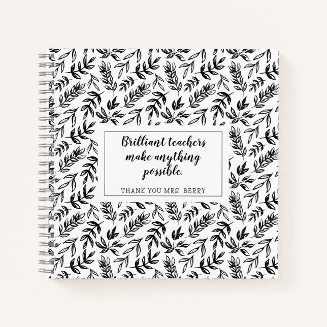 Cuaderno Profesor Floral blanco negro (Anverso)