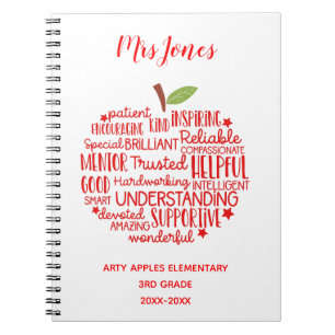 Cuaderno profesor gracias a jubilaciones palabra arte apple