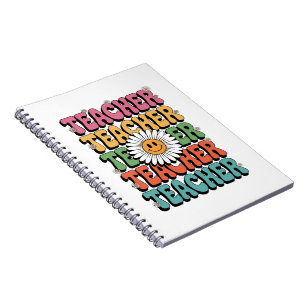 Cuaderno Profesor Groovy Flor de Margarita Retro Vuelve al