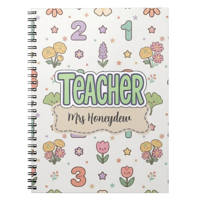 Cuaderno Profesor Números Verdes Patrón Escolar  (Frente)