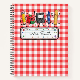 Cuaderno Profesor Personalizado de Cuadro Escocés Rojo