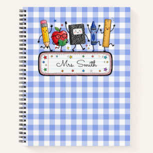 Cuaderno Profesor Personalizado de Gingham Azul