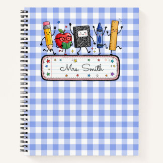 Cuaderno Profesor Personalizado de Gingham Azul