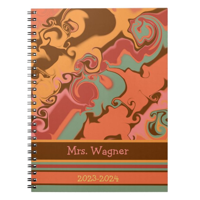 Cuaderno Profesor personalizado retro Bonito alegre moderna (Frente)
