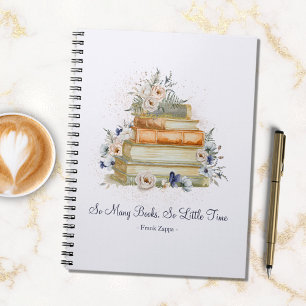 Cuaderno Profesor Planner Libra Flores Azules Beige Vintage