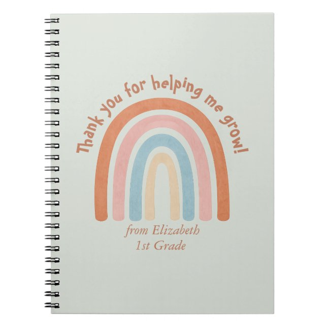 Cuaderno Profesora de acuarela moderna Arcoiris gracias (Frente)