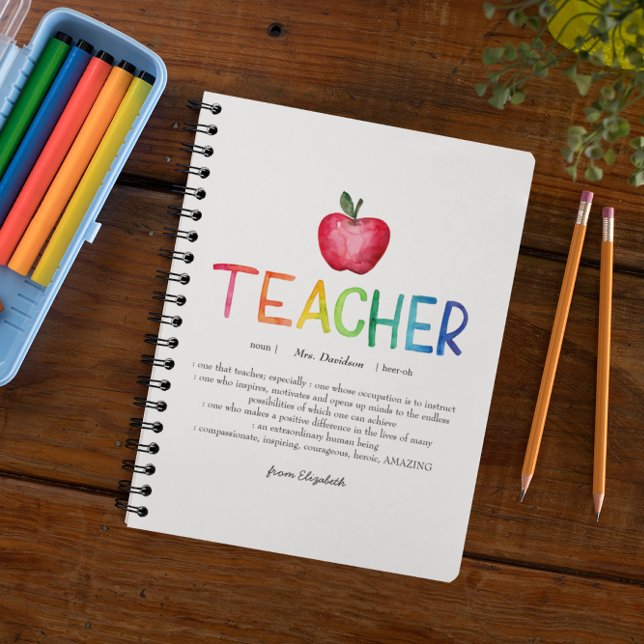 Cuaderno Profesora de acuarela moderna Arcoiris gracias (Subido por el creador)