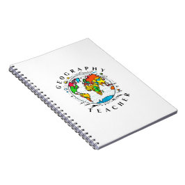 Cuaderno Profesora de geografía con gráfico de globo colori