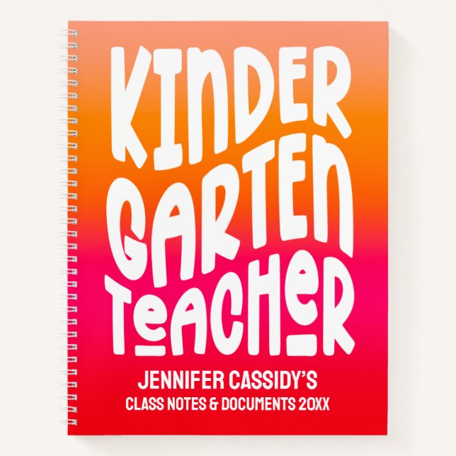 Cuaderno Profesora de guardería Naranja Red Ombre (Anverso)