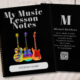 Cuaderno Profesora de guitarra Personalizado lección de mús