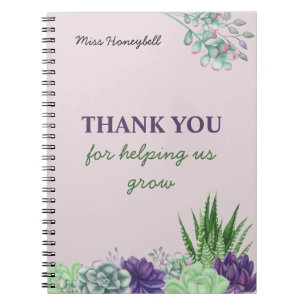 Cuaderno Profesora de Suculento Acuarela Personalizada