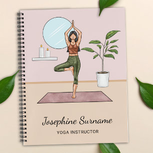 Cuaderno Profesora de Yoga Chica haciendo Ejercicio en Post