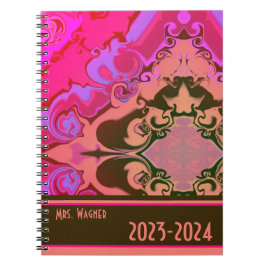 Cuaderno Profesora personalizada Boho Bonito rosa vivo mode