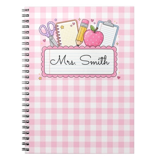 Cuaderno Profesora Personalizada de Cuadro Rosa (Frente)