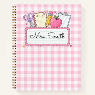 Cuaderno Profesora Personalizada de Cuadro Rosa