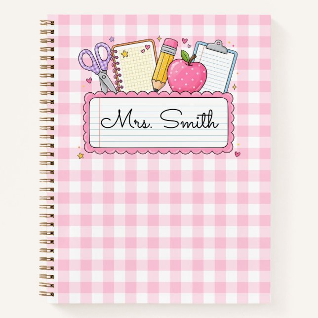 Cuaderno Profesora Personalizada de Cuadro Rosa (Anverso)