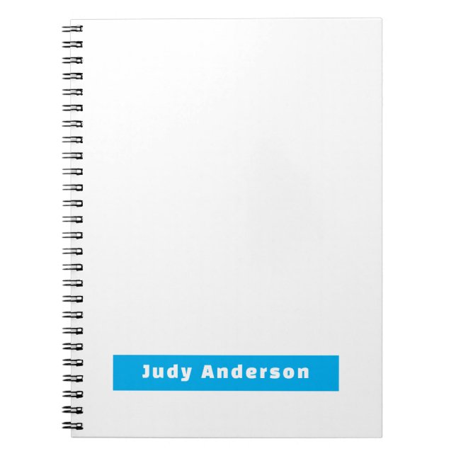 Cuaderno Professional Plain Modern Elegant Name Blue White (Frente)