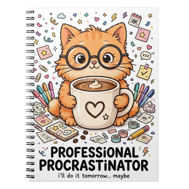 Cuaderno Professional Procrastinator - Cat Notebook (Frente)