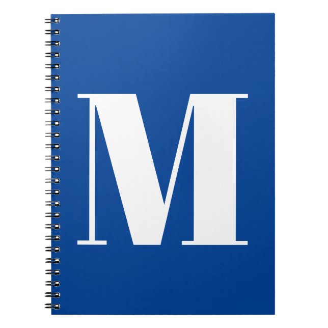 Cuaderno Profundo Azul Letra Inicial Monograma Moderno Eleg (Frente)