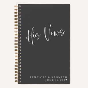 Cuaderno Promesas de Boda Minimalista Negra Personalizada p