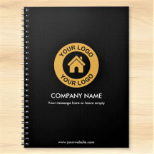 Cuaderno promocional de logotipo y texto comercial