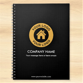 Cuaderno promocional de logotipo y texto comercial