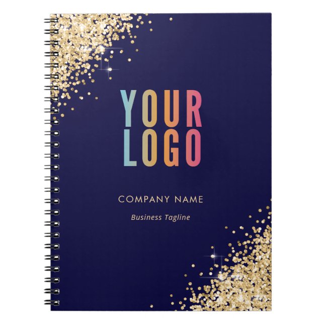 Cuaderno promocional de negocios con logo en azul  (Frente)
