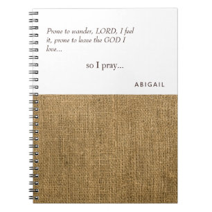 Cuaderno Pronóstico para Wander Burlap Personalizado Prayer