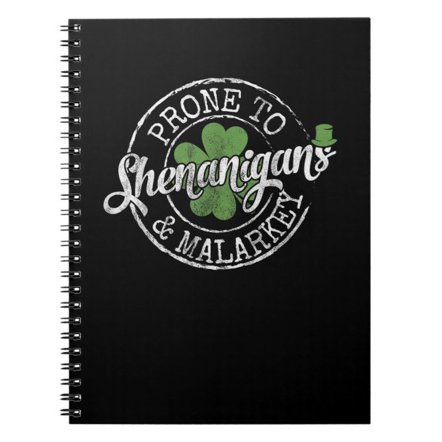 Cuaderno Propenso A Los Shenanigans Y Malarkey Fun Clovers  (Frente)